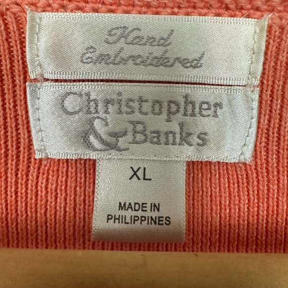 Christopher & Banks Hand Embroidered Short Sleeve Sweater Top Sz XL - Picture 11 of 12